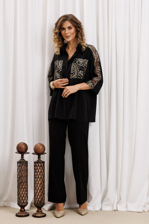 Блуза Gizart 15401 черный, золото