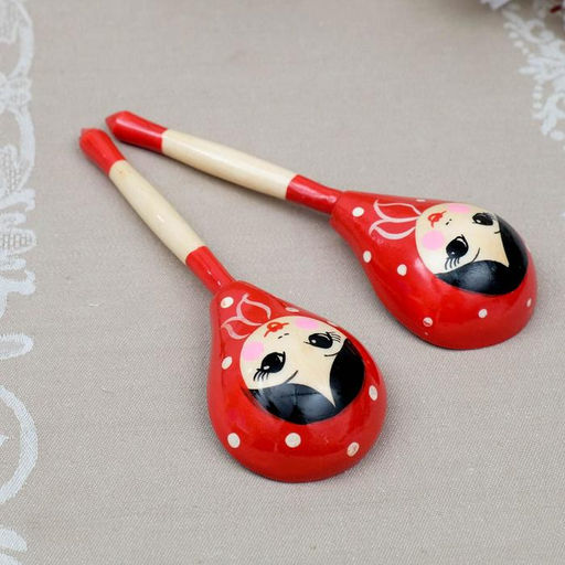 Ложка деревянная «Матрёшка», полубаская, 19×6 см, МИКС