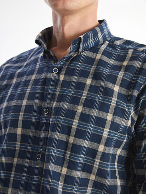 Regular Fit Uzun Kollu Ekose Poplin Erkek G?mlek