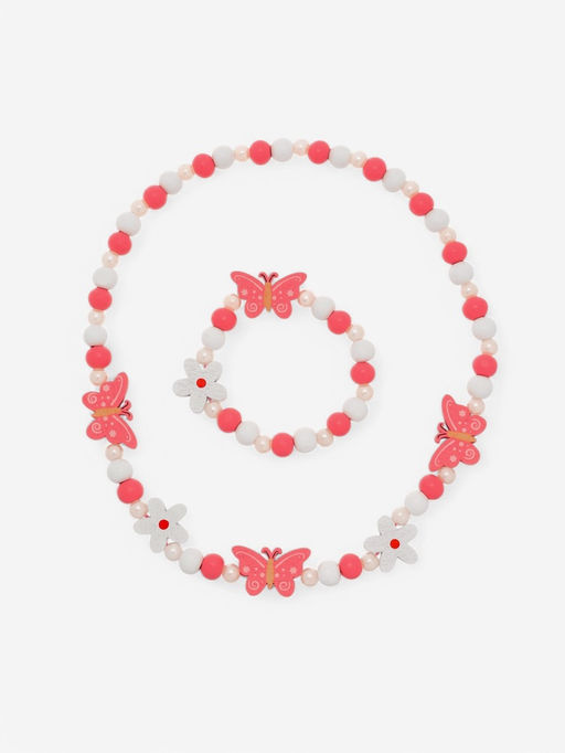 Набор детских украшений Выбражулька «Бабочки и цветы», 2 предмета: бусы, браслет, разноцветный