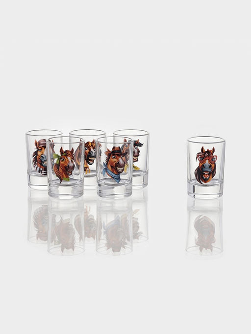 Цена за 18 шт. Набор стопок Гладкий. Крейзи лошадки, 50 мл, 6 шт., стекло, прозрачный