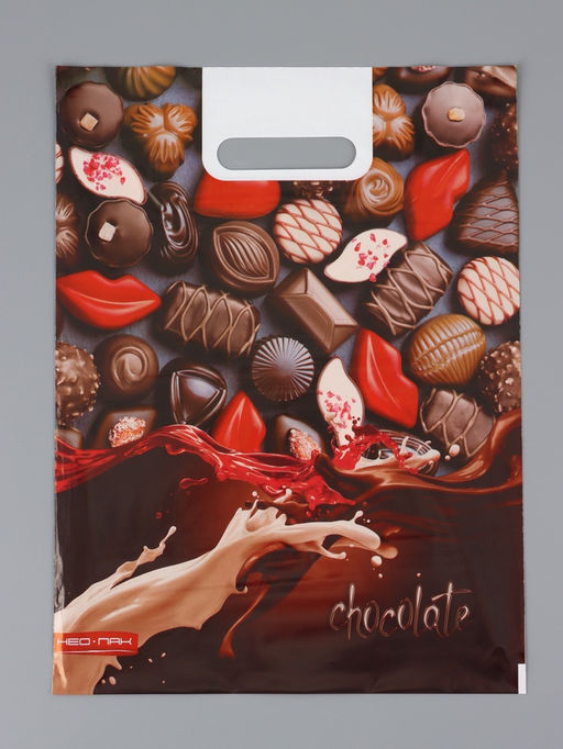 Цена за 25 шт. Пакет "Конфеты , полиэтиленовый с вырубной ручкой 30х40 см, 60 мкм