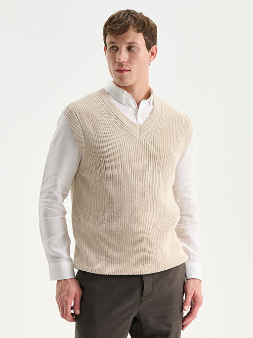 Standart Kal?p V Yaka Erkek Triko S?veter