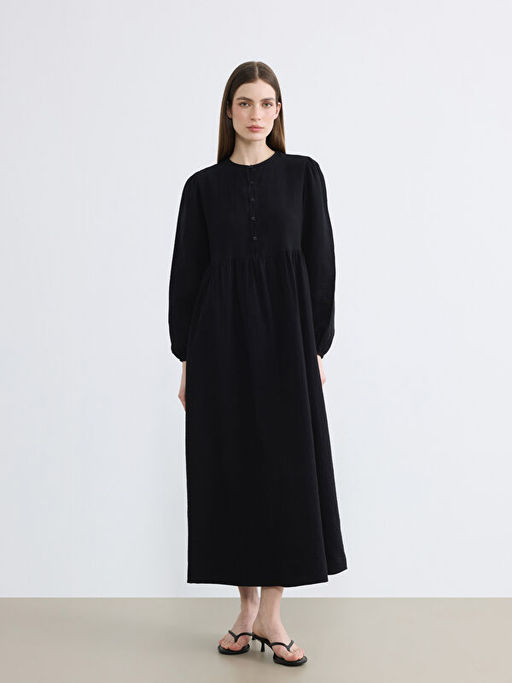 Bisiklet Yaka B?zg?l? M?slin Elbise