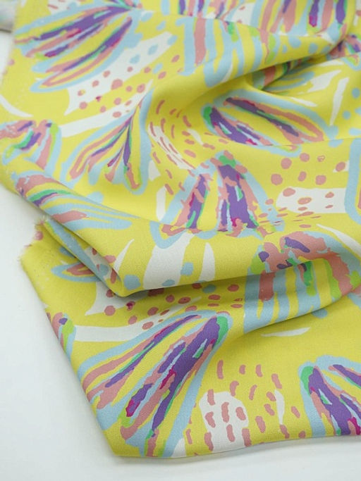 Штапель Яркая фантазия цв.лимонный, ш.1.45м, вискоза-100%, 105гр/м.кв - Купава фото 5