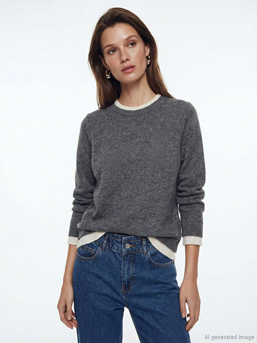 Bisiklet Yaka Kad?n Triko Kazak