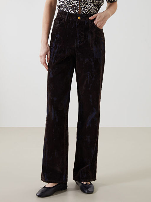 Straight Fit Batik Desenli Kad?n Jean Pantolon