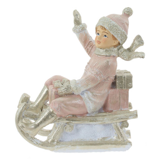 Фигурка декоративная "Ребёнок на санках", 2 в., L9 W5,5 H10,5 см, 2в.