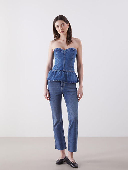 Straplez Yaka Jean Bluz