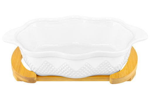 Блюдо д/зап и серв 32*20*14 см 1,5 л Ромбики ажур. + стекл крышка, на дер подставке - Elan gallery фото 9