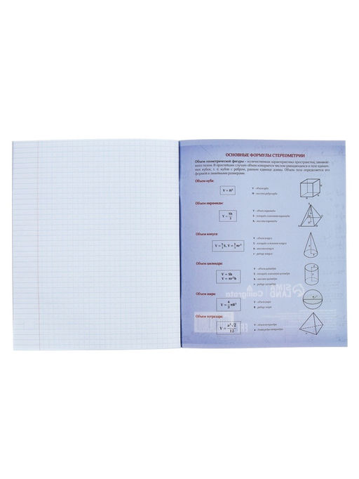 Цена за 10 шт. Предметная тетрадь по геометрии Calligrata «Пиксели», 36 листов, в клетку, со справочным материалом, обложка из мелованного картона