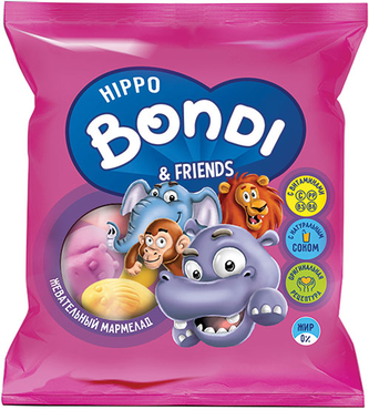 HIPPO BONDI & FRIENDS, мармелад жевательный в форме половинок животных, 100 г