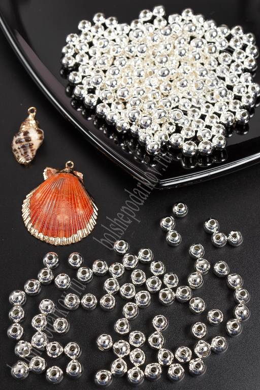 Бусинки 6 мм*500 гр (SF-2512) серебро