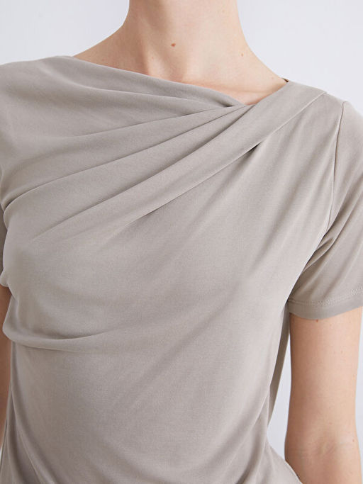 Bisiklet Yaka B?zg?l? Modal Kar???ml? Bluz