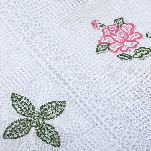 LACE Скатерть ажурная ПВХ Фелиция 220х137см, длина стола до 180см, на 8 персон, белый фон, цветное тиснение, матовая, на пленке, т.м. Домашняя мода (Китай)  фото 4