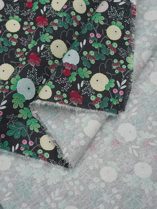 Плательная вискоза Digital Цветочные фонарики цв.черный, ш.1.5м, вискоза-100%, 175гр/м.кв - Купава фото 7