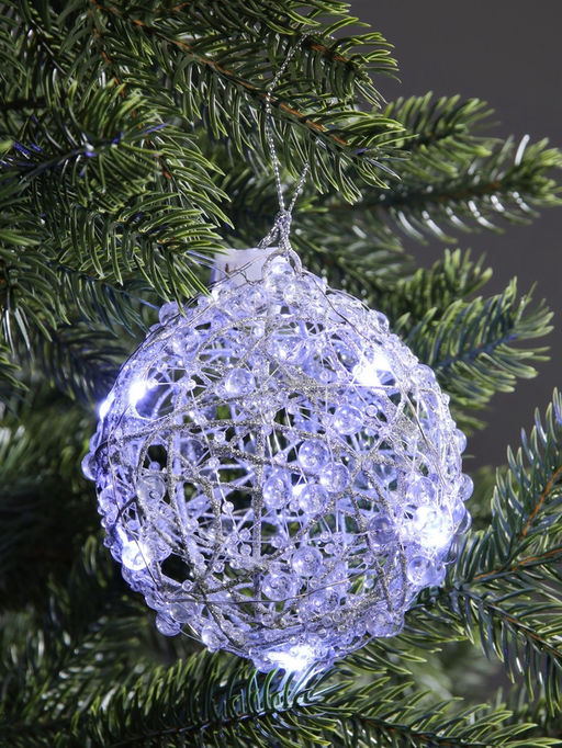 Подвеска световая Снежок, 10 см, 10 LED, от батареек AG13х3, свечение белое