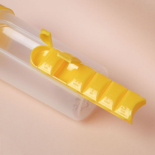 Бутылка/Шейкер JUST SHSC-600 с таблетницей, жёлтый, для спортивного питания 600ML/уп60 - Галеонтрейд фото 3