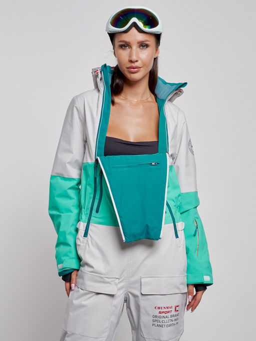Горнолыжный комбинезон женский зимний зеленого цвета 2320Z