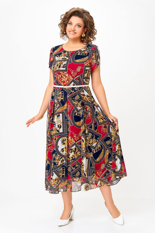 Платье Swallow 843.4 сине-бело-красный принт