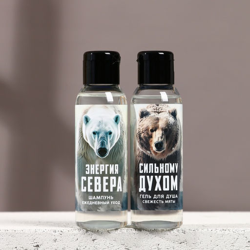 Подарочный набор новогодний Сильному духом: гель для душа и шампунь для волос, 2?100 мл, Чистое счастье