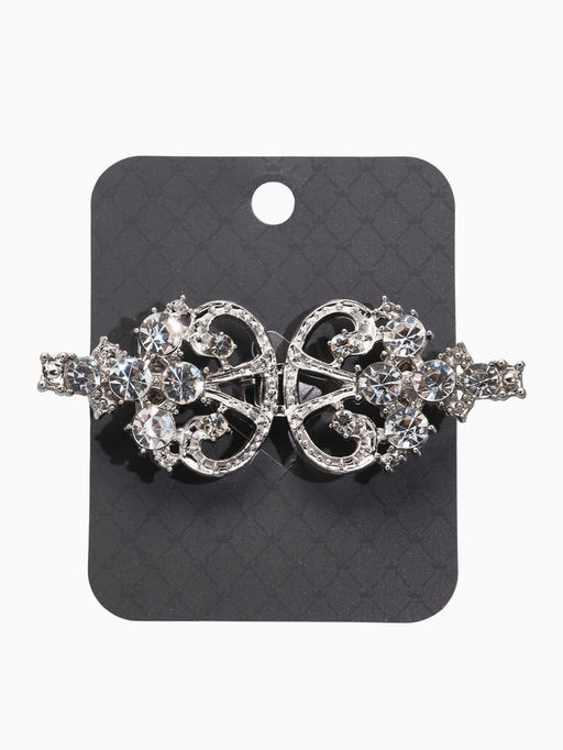 Зажим для кардигана «Ажур. Пика», белый в серебре