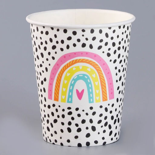 Цена за 10 шт. Стакан бумажный Радуга, принт, 250 мл - Страна карнавалия фото 2