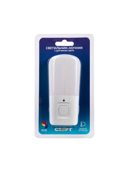 Ночник СТАРТ NL 2LED «Комета», 1 Вт, RGB, 3000К, 9.5×4×2.5/6.5 см, белый