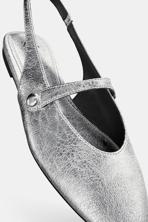 METALLIC EFFECT BALLERINAS - Zara фото 4