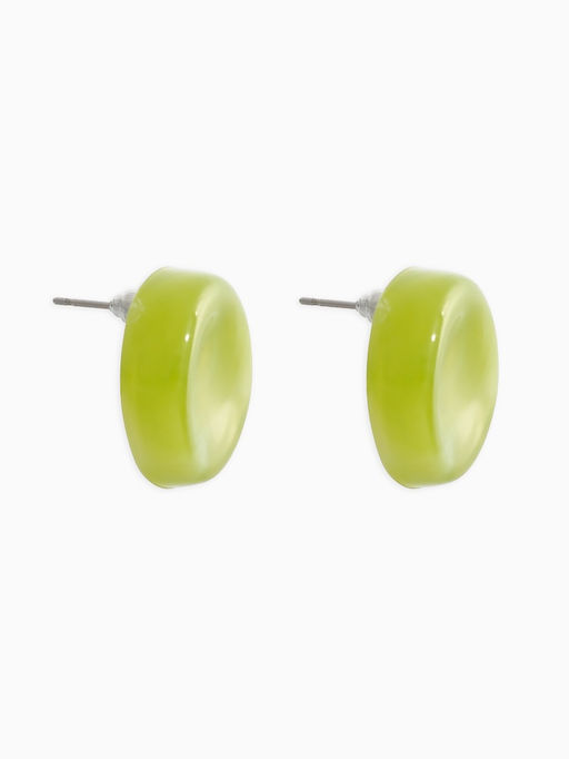 Цена за 3 шт. Серьги пластик «Леденец», d=2 см, с разводами белыми, зелёные