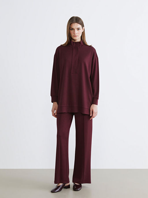 Dik Yaka Oversize Kad?n Sweatshirt Tunik