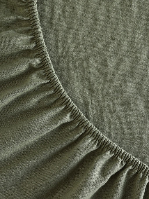 Простыня на резинке 1.5-спальная SL Home Linen collection, 140200+30 см, зелёная, полулён - Sima-land home фото 8
