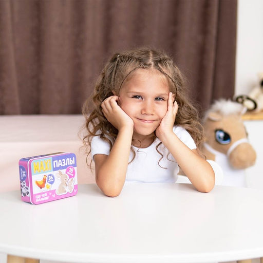 Макси - пазлы в металлической коробке «Где чей малыш?», 36 деталей