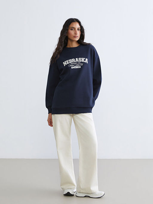Nebraska Bask?l? Kad?n Kal?n Sweatshirt Tunik