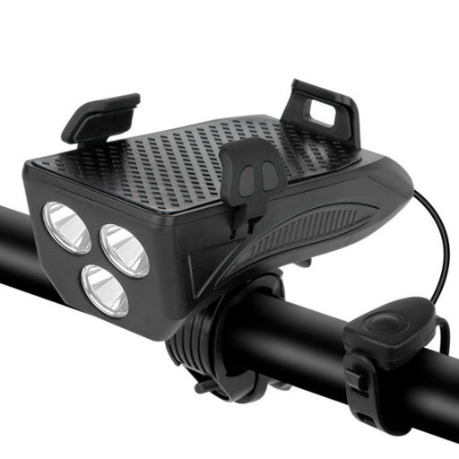 Фонарь передний COMIRON HOLDER ABS, IPX5; 3*T6 LED, 400lm 4800mAh USB индикатор заряда POWER BANK сигнал 130Дб крепление смартфона чёрный /уп 20/80/ - Галеонтрейд фото 18