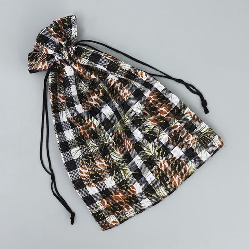 Цена за 5 шт. Мешочек подарочный холща «Новогодняя клетка», 16×24 см ± 1.5 см