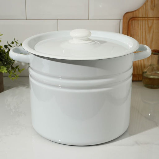 Цена за 2 шт. Кастрюля эмалированная, 9 л, d=21 см, с крышкой, без деколи, белая