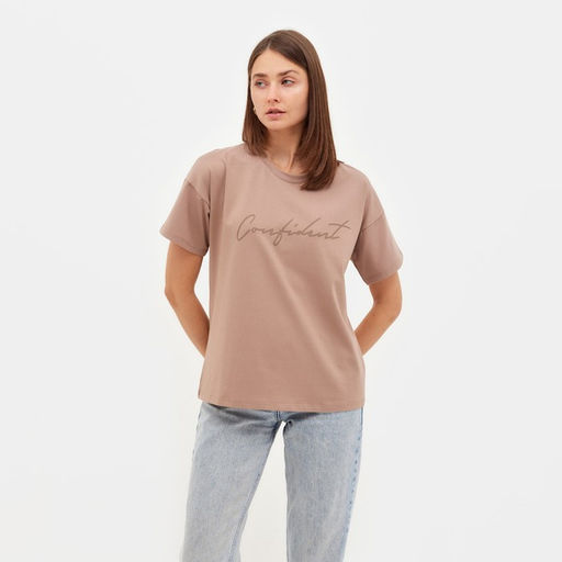 Футболка женская MINAKU Confident бежевая, размер 44