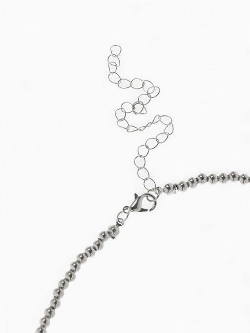 Колье «Сердце» водопад с бусинами, цвет серебро