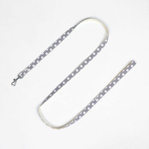 Комплект с мягкой шлейкой Горох, размер S, поводок 120 х 1,5 см, ОГ 28-62 см, серый - Пижон фото 8