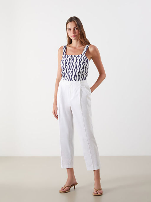 Kare Yaka Desenli Ask?l? Crop