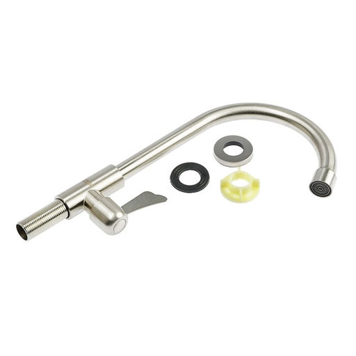 Моносмеситель ZEIN Z01, нержавеющая сталь, поворотный излив, сатин