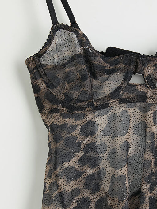 ?p Ask?l? Leopar Desenli Kad?n Fantezi Gecelik