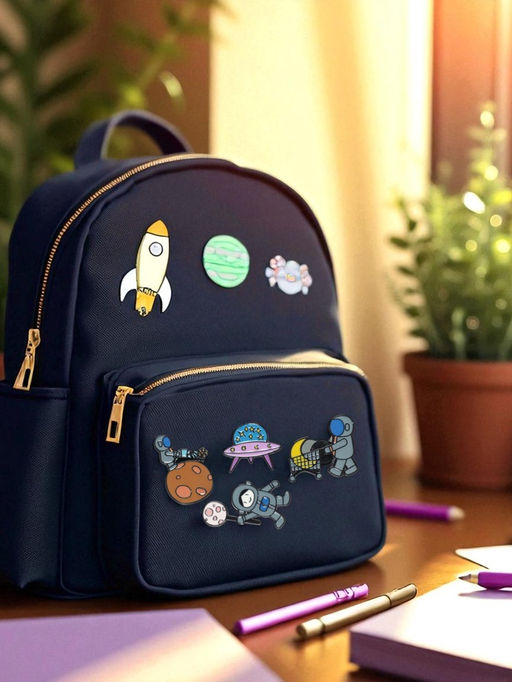 Набор значков (4 шт.) Космос, цветные в чёрном металле