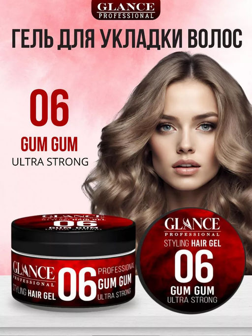 GLANCE Гель для укладки волос GUM GUM ULTRA STRONG 06 Styling Hair Gel, 300 мл
