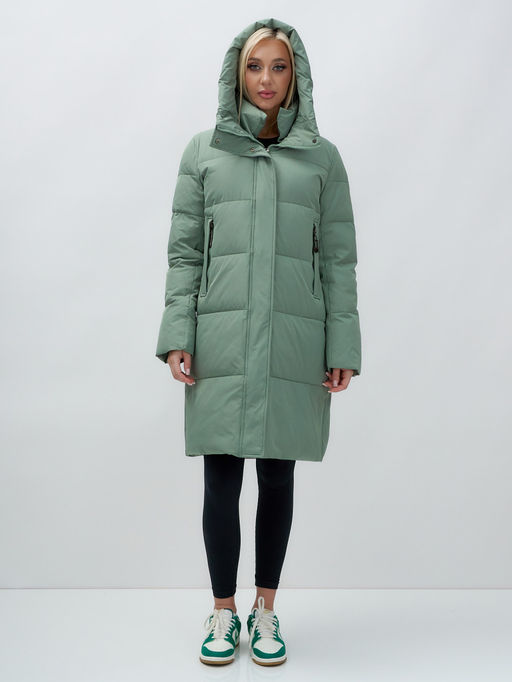 Куртка зимняя женская с капюшоном удлиненная стеганная зеленого цвета 9629Z - Mtforce фото 7