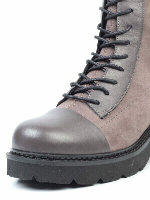 01-M06 GREY Ботинки демисезонные женские высокие (натуральная кожа, велюр, байка) - No name фото 4