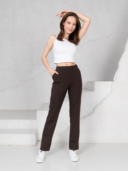 Брюки футер 2-хнитка мягкая резинка.,шоколадные - Binita фото 2