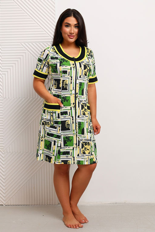 Халат женский из кулирки Марфа цитрусовый микс - Амадэль фото 8