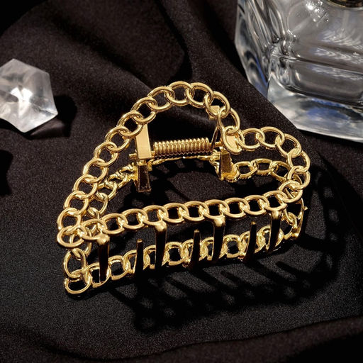 Цена за 2 шт. Крабик для волос «Дороти», сердце, 7.5 см, золото